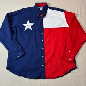 Texas Cotton Shirt Men’s XL Blue Lone Star State Button “ Doug “ embroidered